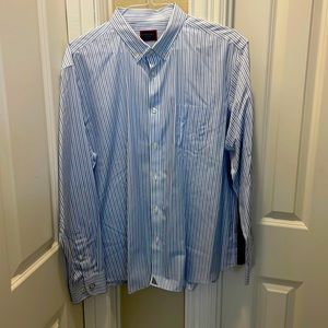 Mens NWOT Untuckit 100% wrinkle free cotton beautiful Blue striped LS in XXL